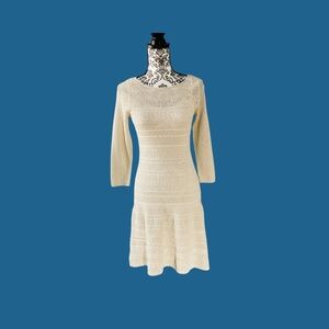 Lauren Ralph Lauren Ivory/Gold Knit Sweater Dress NWT size S
